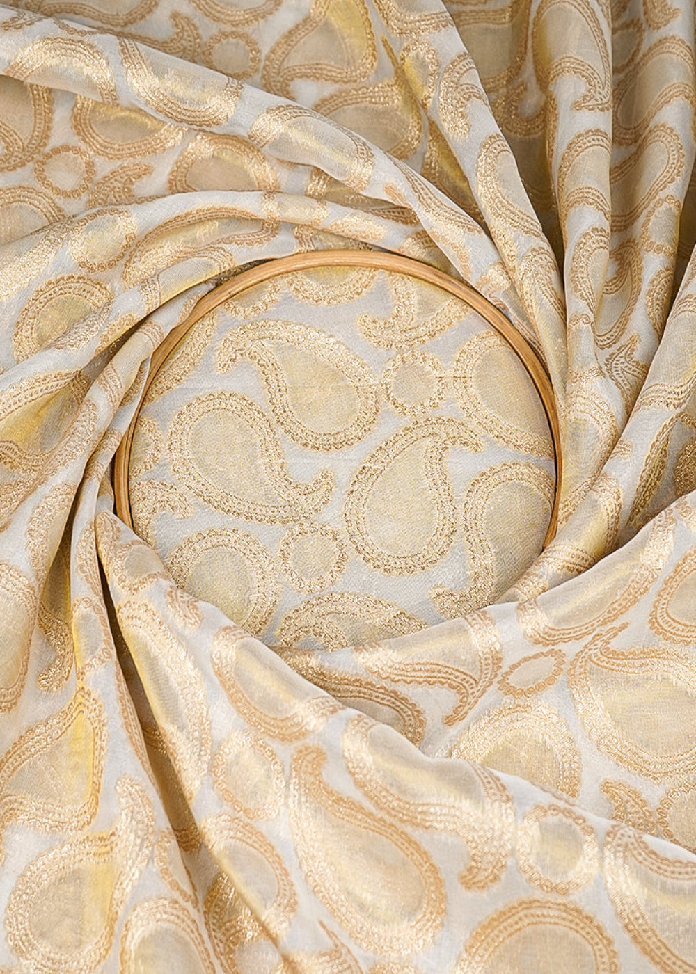 White-Organza-Tissue-Fabric-With-All-Over-Golden-Zari-Handloom-20575-close-view