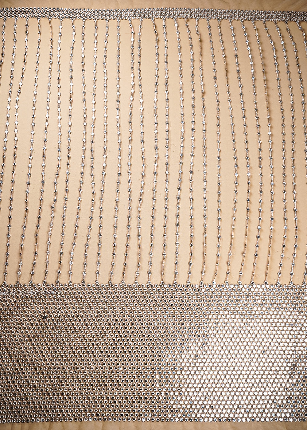 Golden Net Fabric With All Over Laser Cutwork And One Side Border 20632