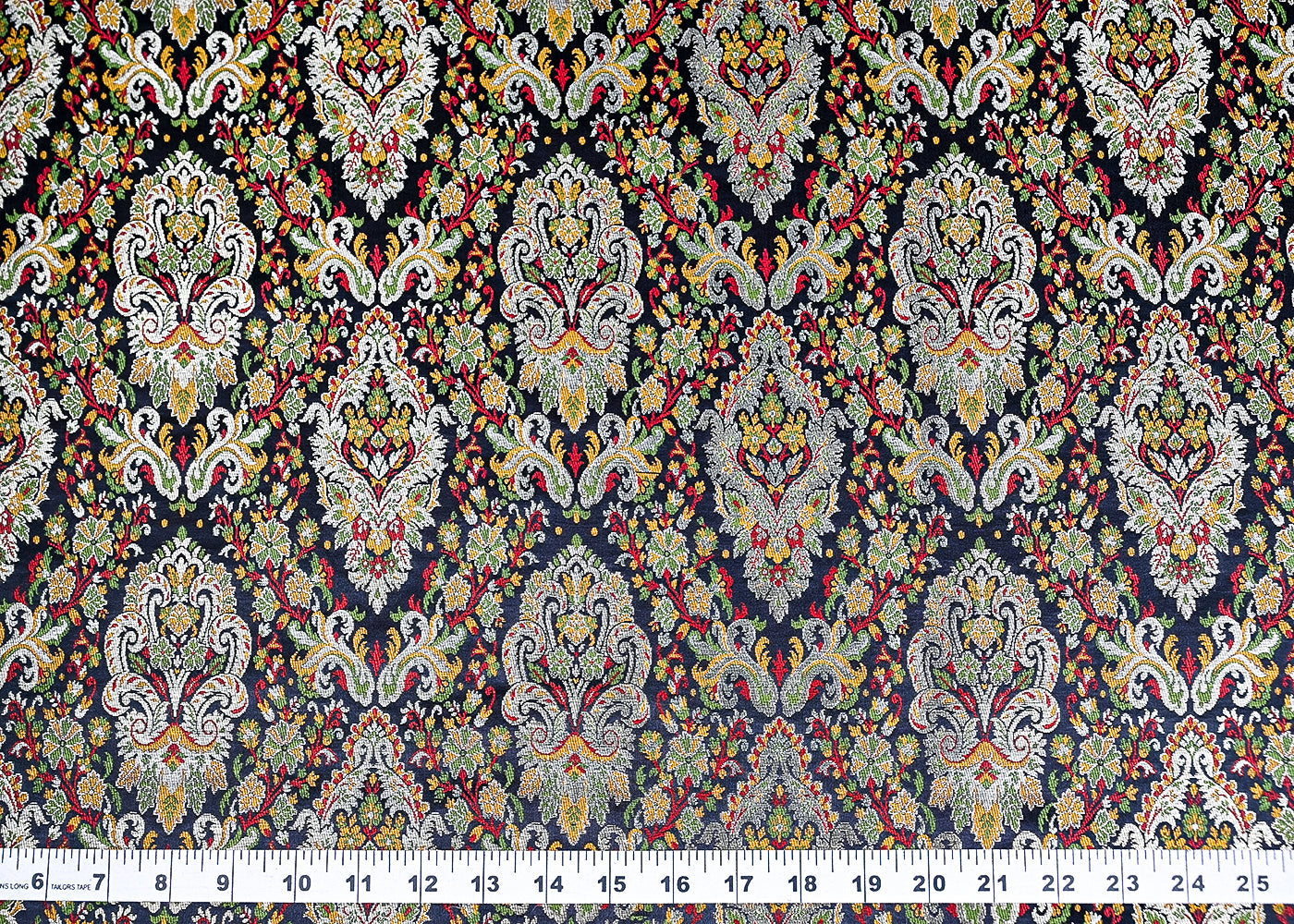 Black Banarasi Brocade Fabric With All Over Zari And Thread Handloom 20643