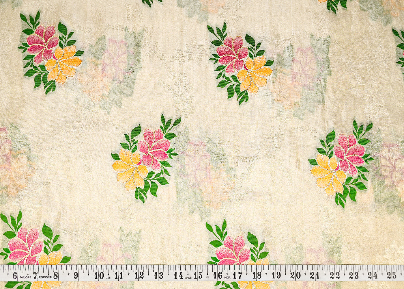 Golden Tissue Fabric With All Over Thread And Golden Zari Handloom 20646