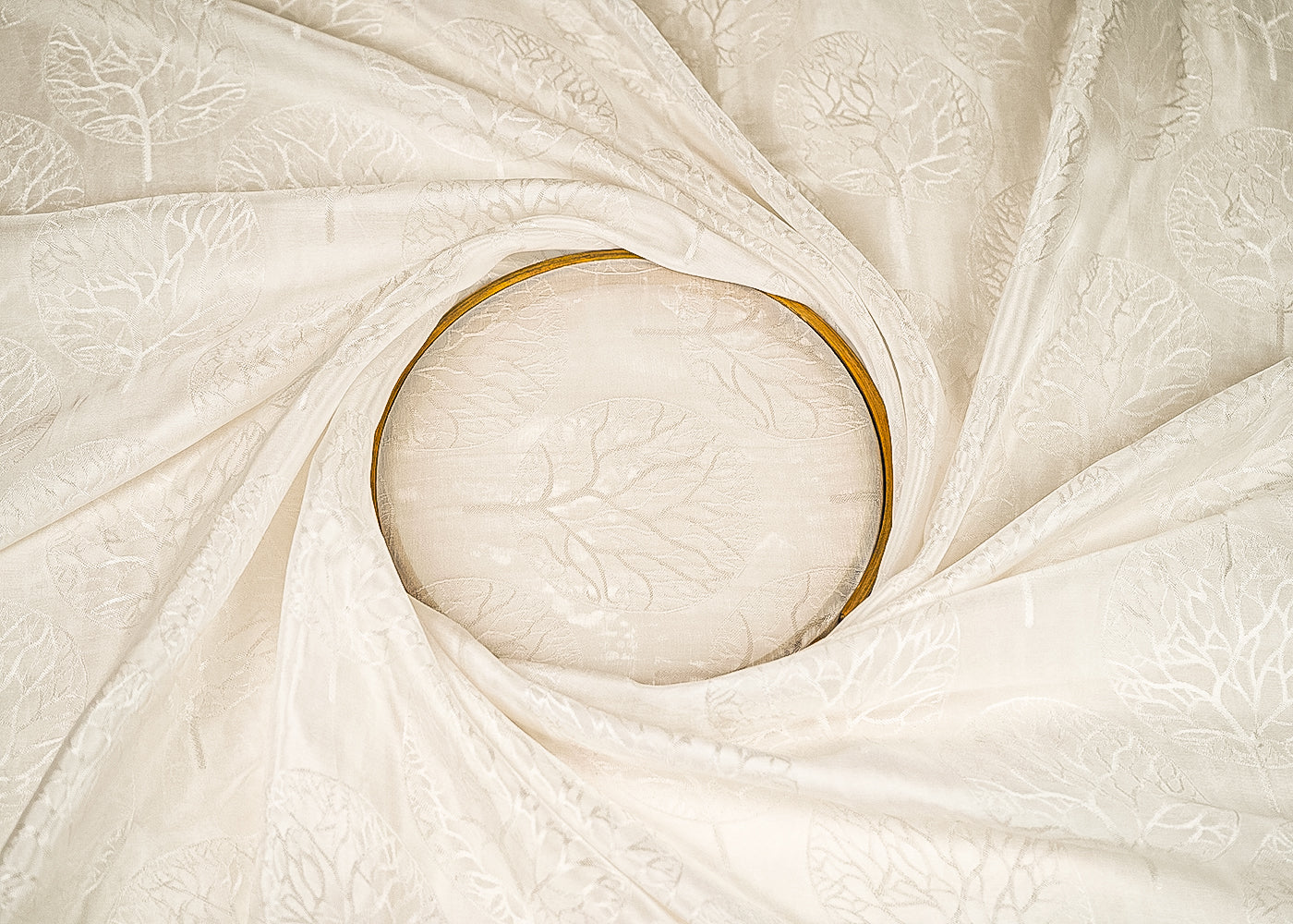 White Silk Fabric With All Over Thread Handloom 20652