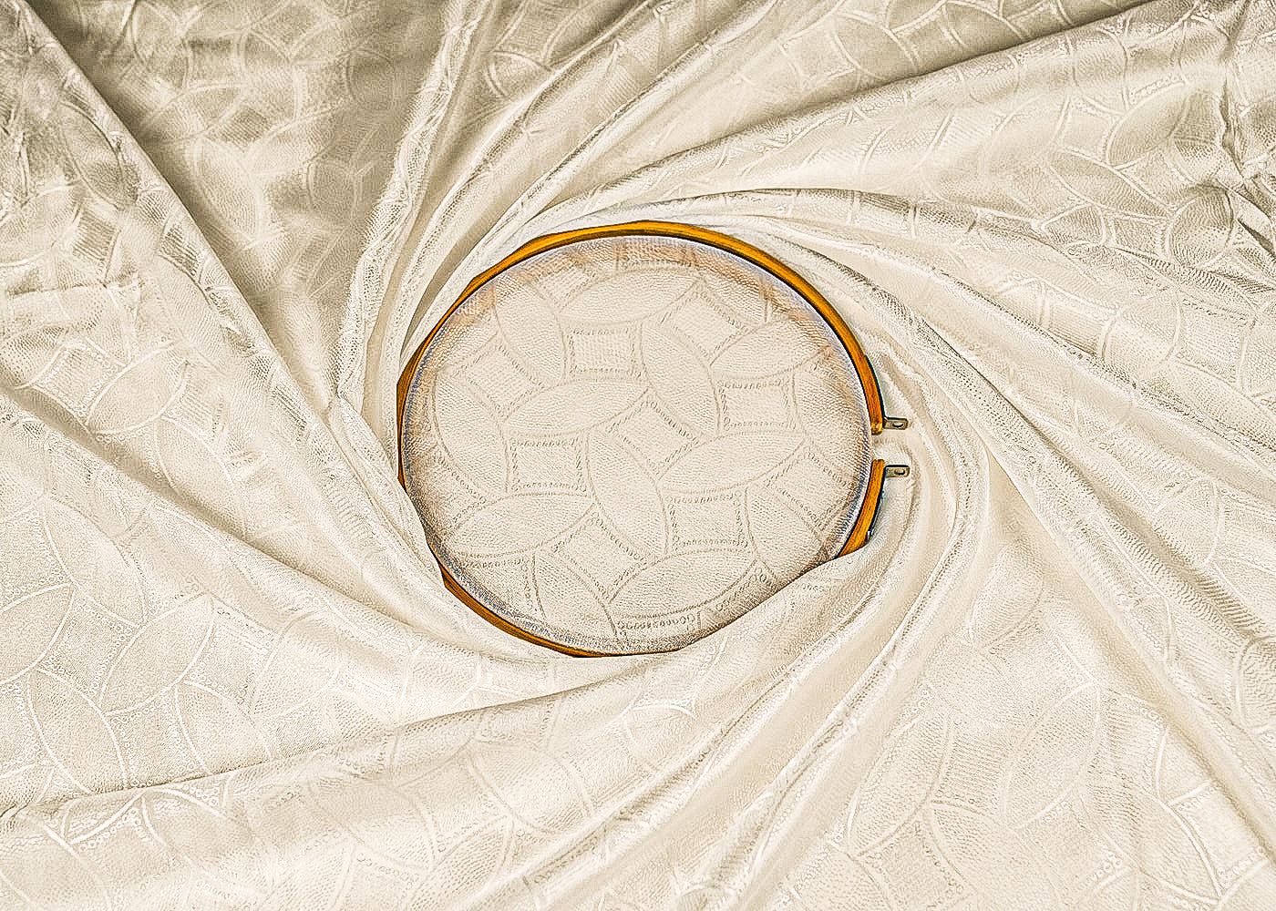 White Silk Fabric With All Over Thread Handloom 20654