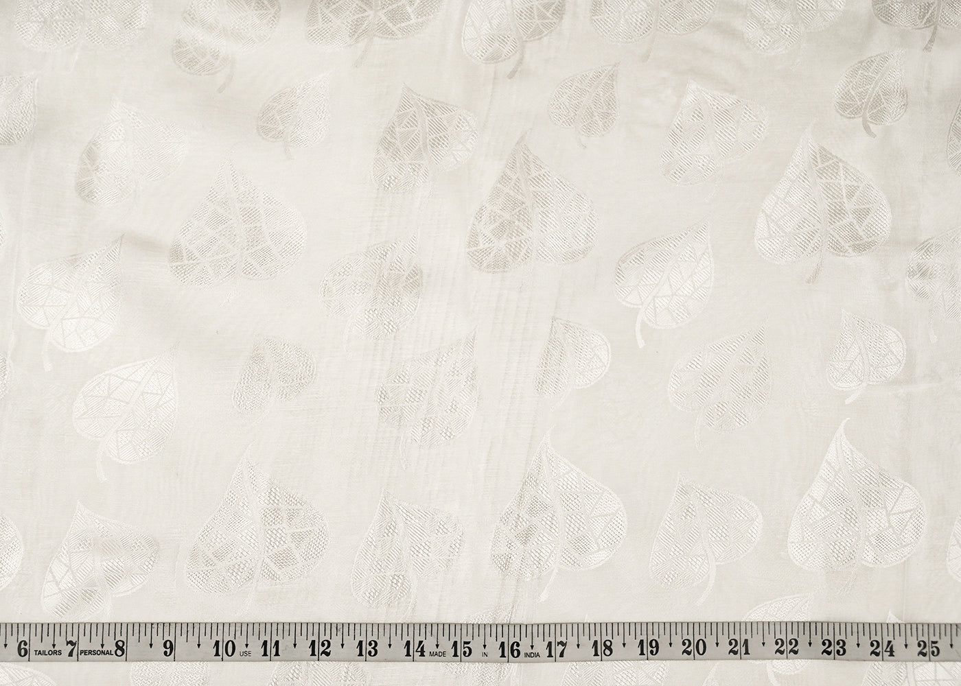White Silk Fabric With All Over Thread Handloom 20655