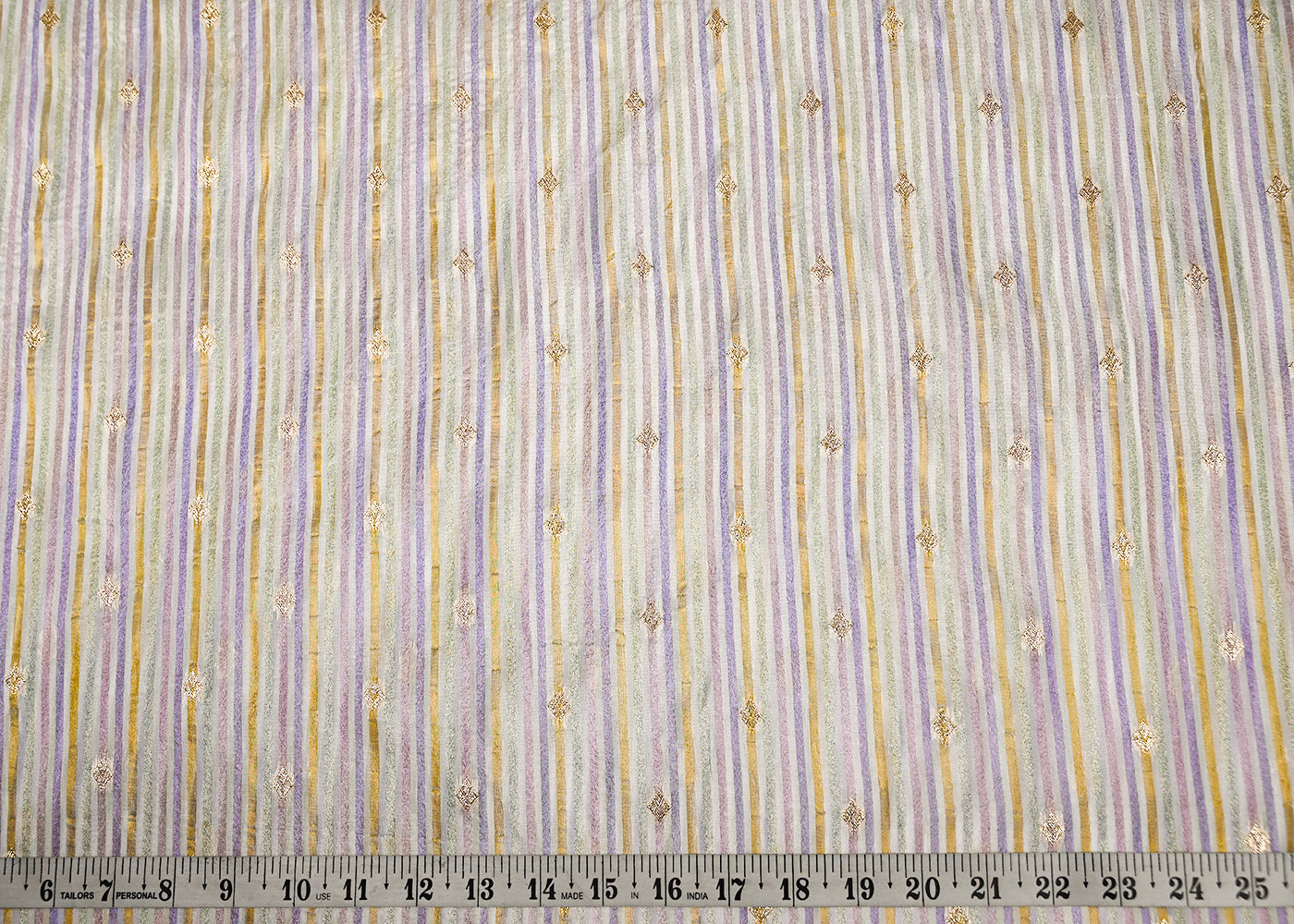 White Organza Fabric With All Over Zari And Multi Coloured Lurex Thread 20662