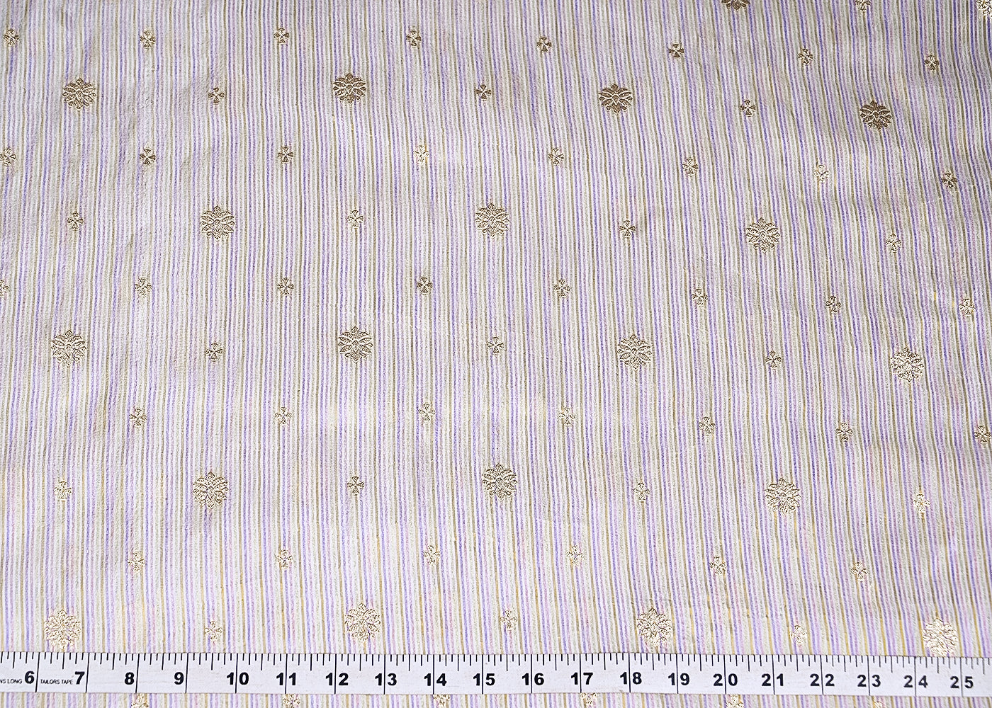 White Organza Fabric With All Over Zari And Multi Coloured Lurex Thread 20663