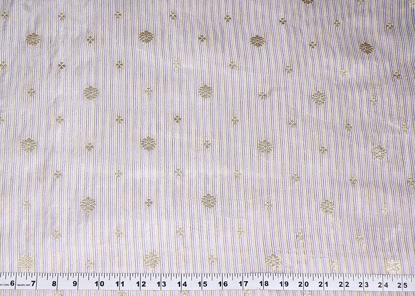 White Organza Fabric With All Over Zari And Multi Coloured Lurex Thread 20663