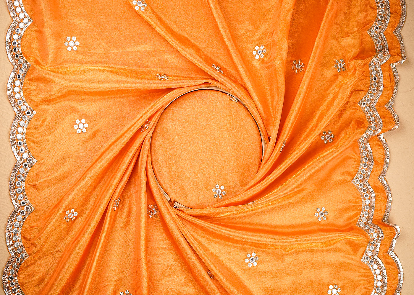 Pista Green Tissue Dupatta Fabric With All Over Faux Mirror, Sequins And Zari With Two Side Border 20675