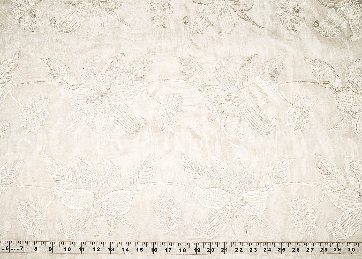 White Organza Fabric With All Over Thread Work 20683