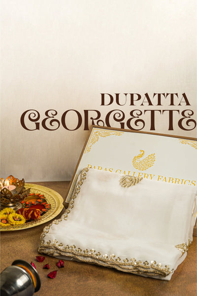 White Dyeable Georgette Dupatta With All Over Zari, Katdana And Sequins Work 20705
