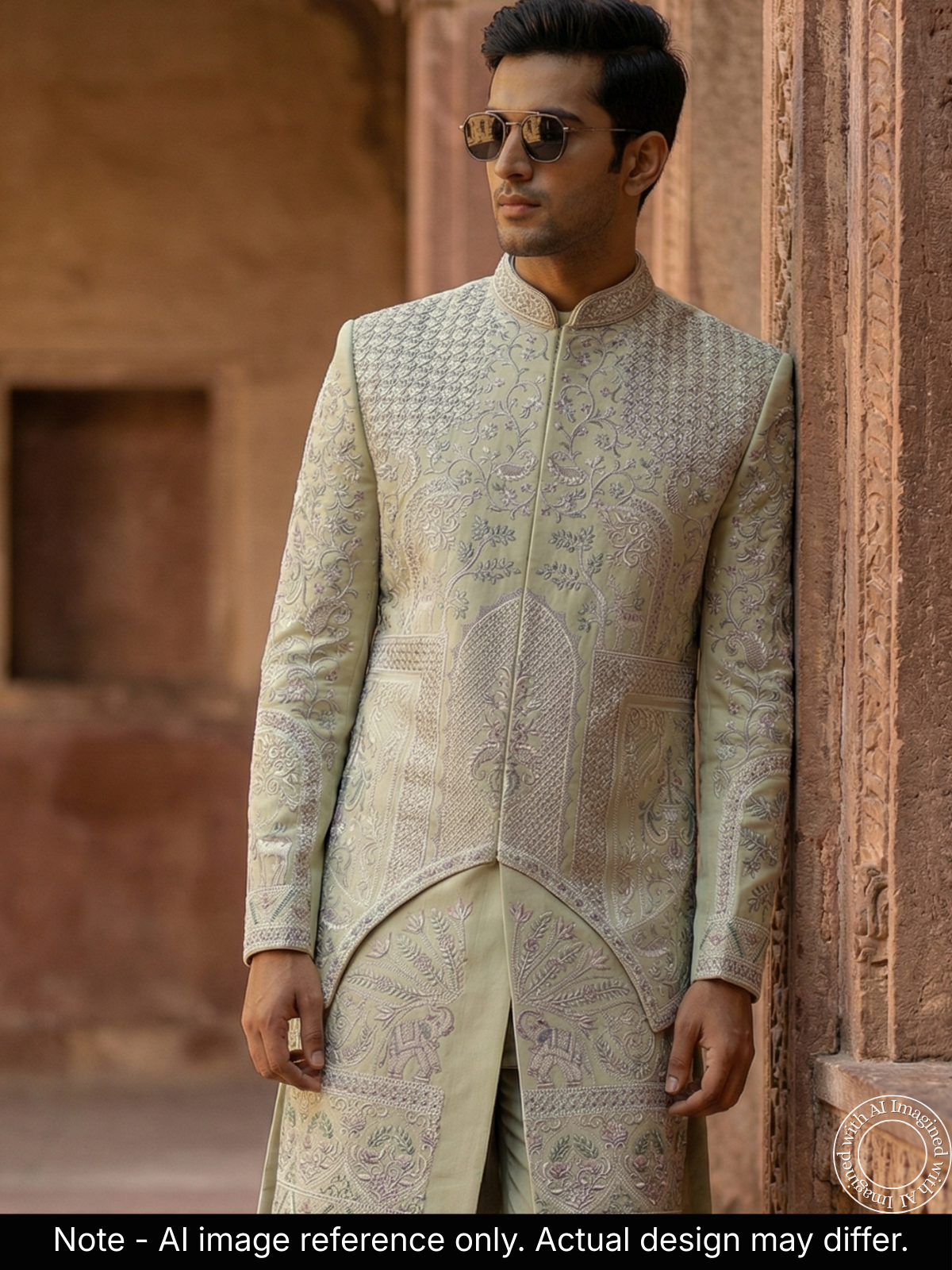 The Virasat - Unstitched Pista Green Regal Menswear Fabric 20727