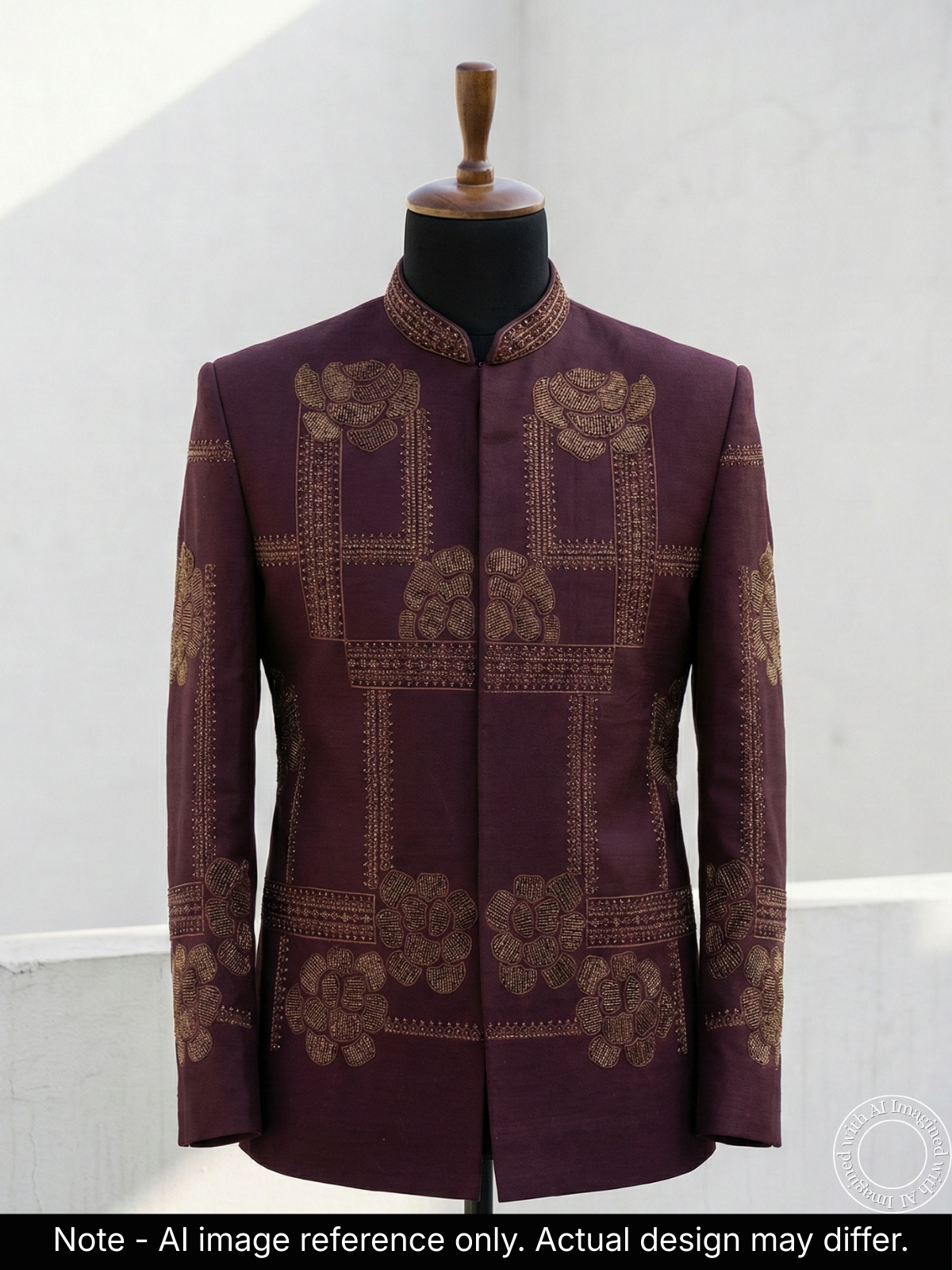 The Riwaayat - Unstitched Wine Jodhpuri Jacket Fabric for Men 20744