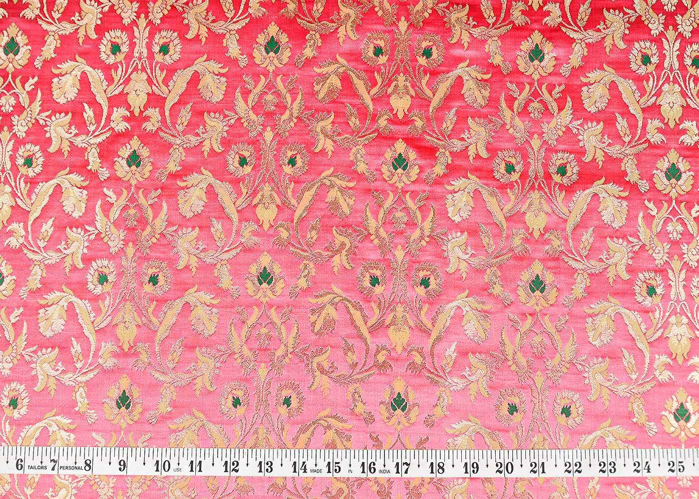 Baby Pink Banarasi Brocade Fabric With All Over Thread And Zari Handloom 20770