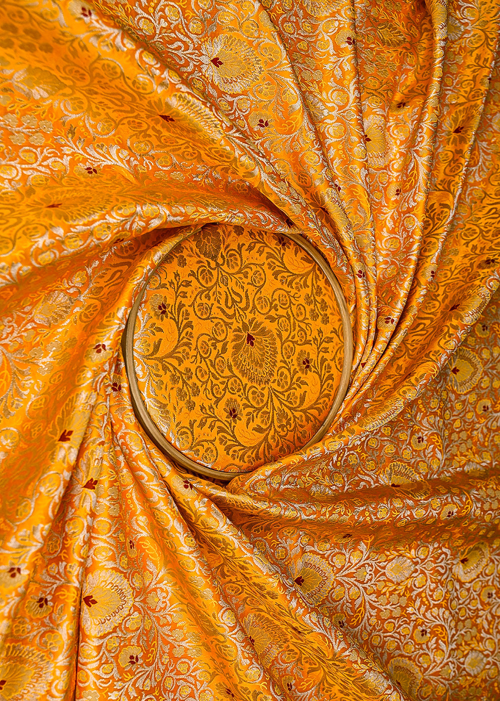 Mustard-Banarasi-Brocade-Fabric-With-All-Over-Thread-And-Zari-Handloom-20771-close-view