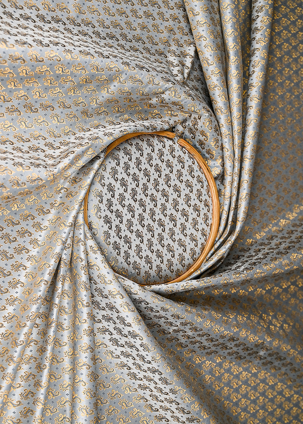 Grey-Banarasi-Brocade-Fabric-With-All-Over-Golden-Zari-Handloom-20803-close-view