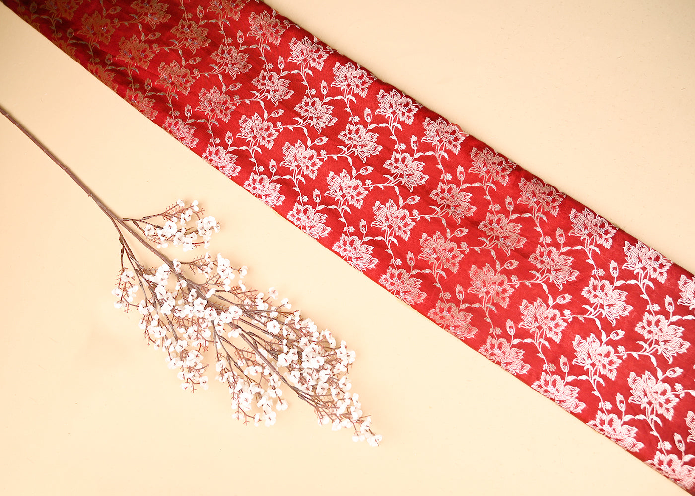 Pooja Hegde Inspired Edition | Maroon Banarasi Brocade Unstitched Fabric 20807