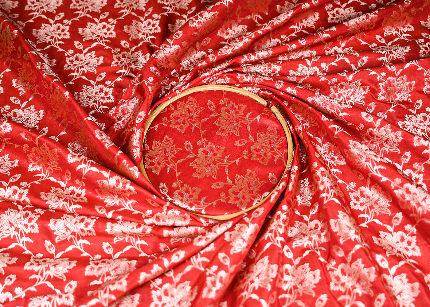 Pooja Hegde Inspired Edition | Maroon Banarasi Brocade Unstitched Fabric 20807