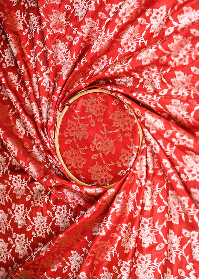 Pooja Hegde Inspired Edition | Maroon Banarasi Brocade Unstitched Fabric 20807
