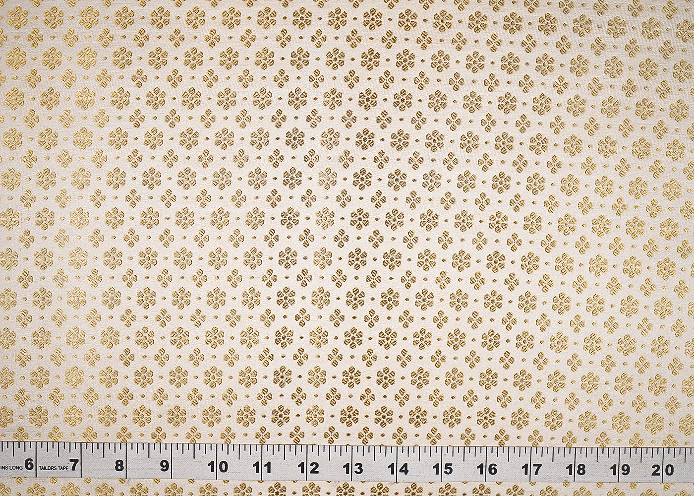 Cream Banarasi Brocade Fabric With All Over Golden Zari Handloom 20817