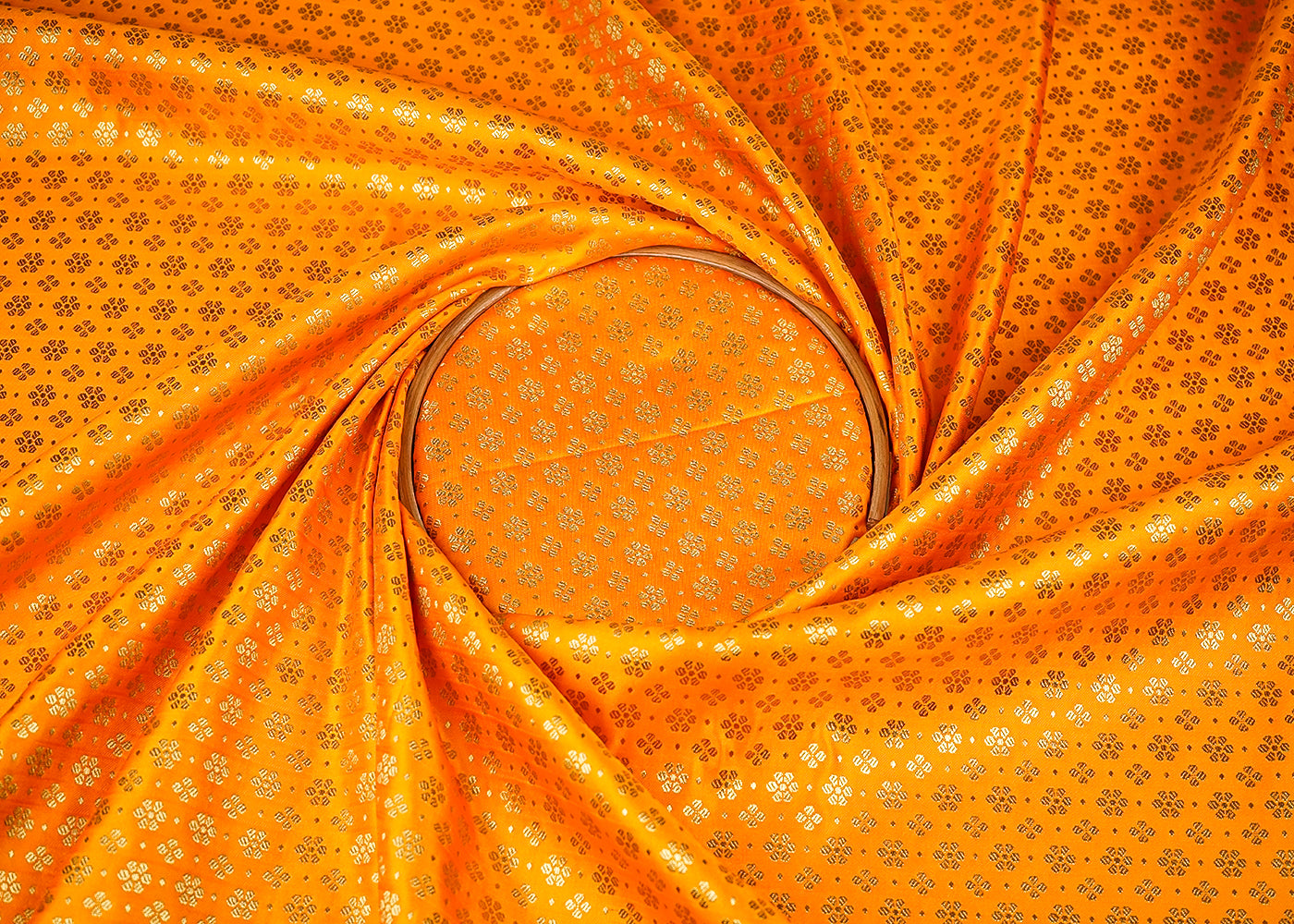 Mustard-Banarasi-Brocade-Fabric-With-All-Over-Golden-Zari-Handloom-20820-close-view