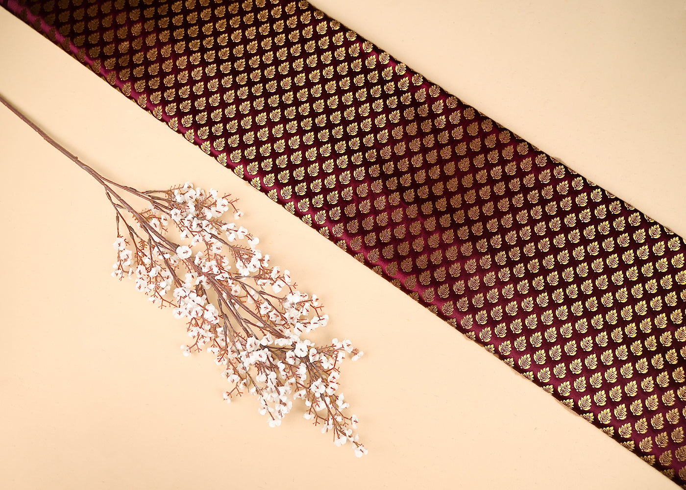 Maroon-Banarasi-Brocade-Fabric-With-All-Over-Golden-Zari-Handloom-20825