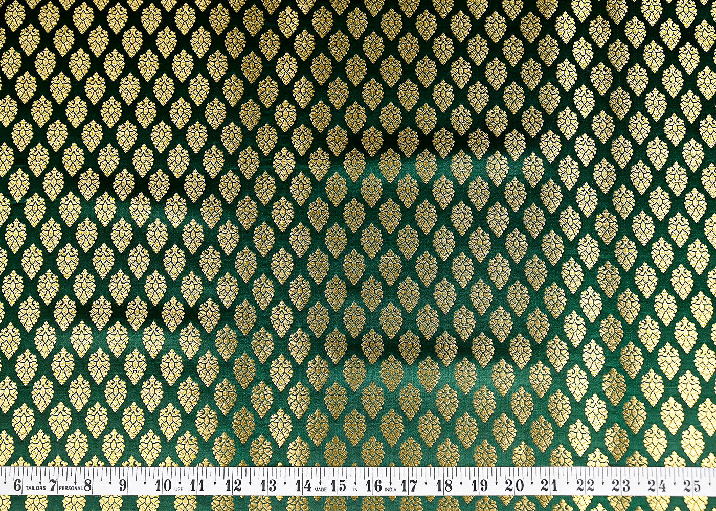 Bottle-Green-Banarasi-Brocade-Fabric-With-All-Over-Golden-Zari-Handloom-20828-measurement-view