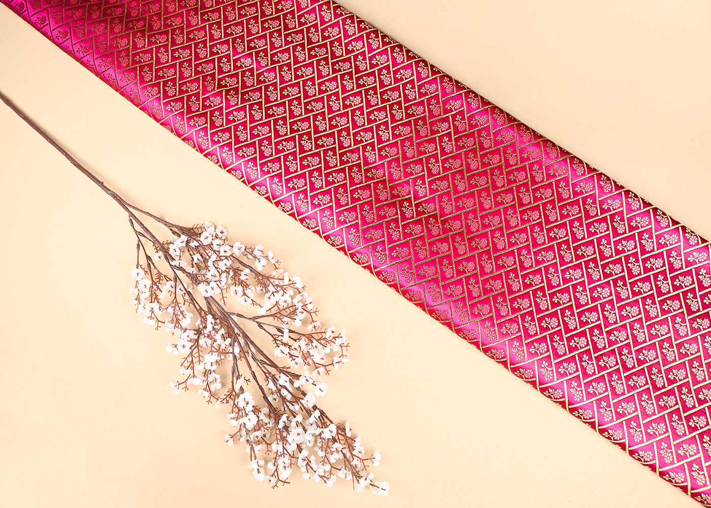 Rani-Pink-Banarasi-Brocade-Fabric-With-All-Over-Golden-Zari-Handloom-20832