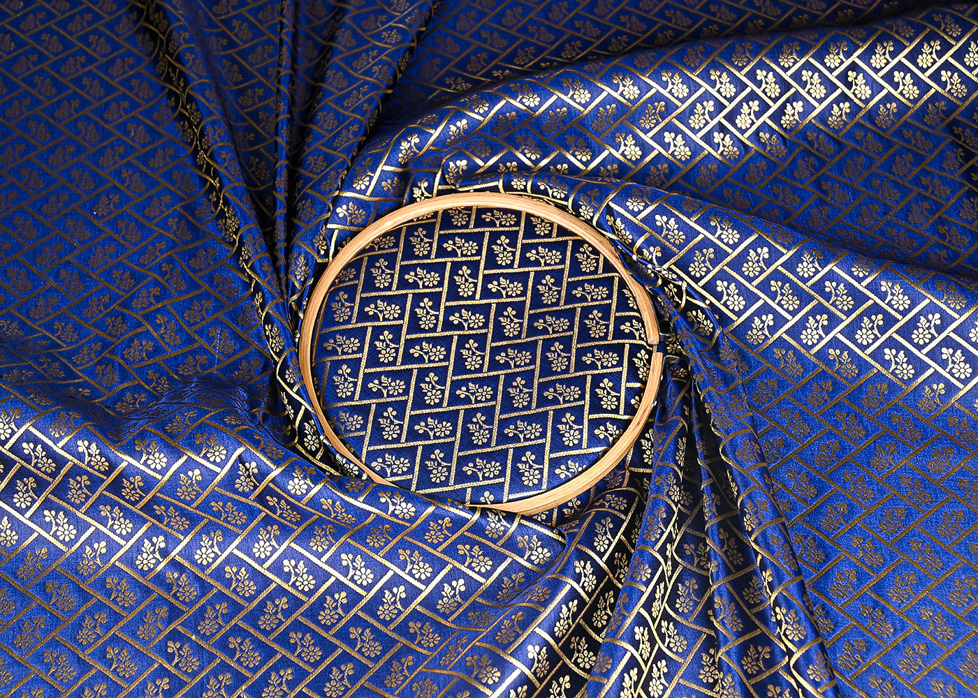 Navy-Blue-Banarasi-Brocade-Fabric-With-All-Over-Golden-Zari-Handloom-20836-close-view