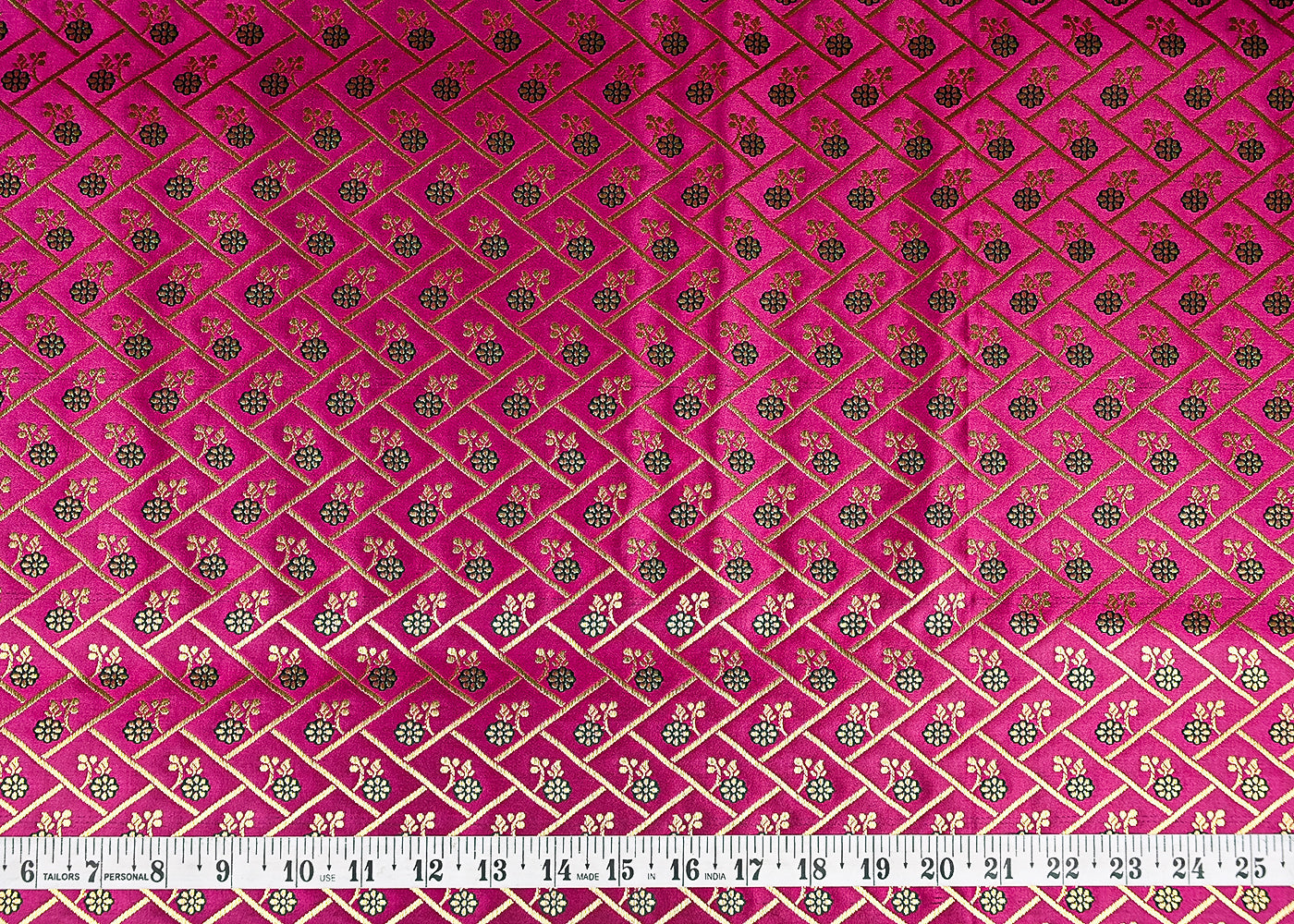 Dark-Pink-Banarasi-Brocade-Fabric-With-All-Over-Golden-Zari-Handloom-20840-measurement-view