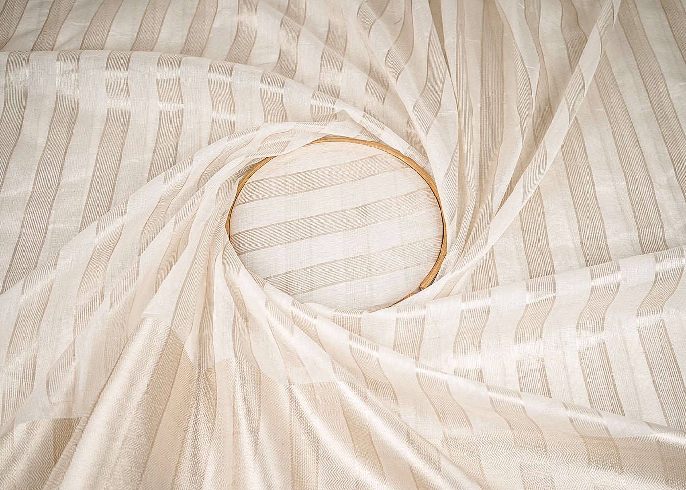 Off White Dyeable Chanderi Fabric With All Over Zari Handloom 20870