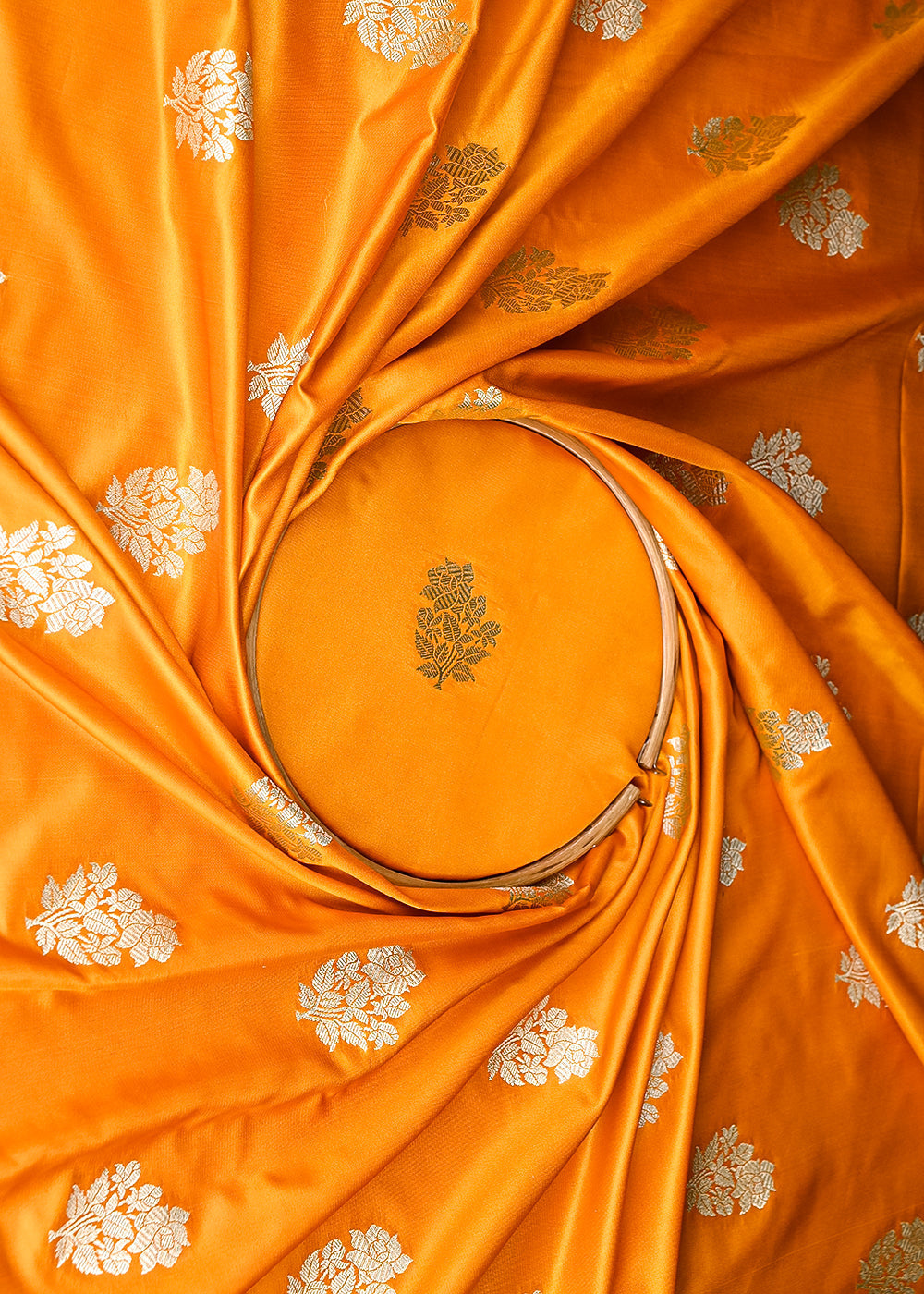 Mustard-Banarasi-Silk-Fabric-With-All-Over-Buti-Of-Golden-Zari-Handloom-20877-close-view