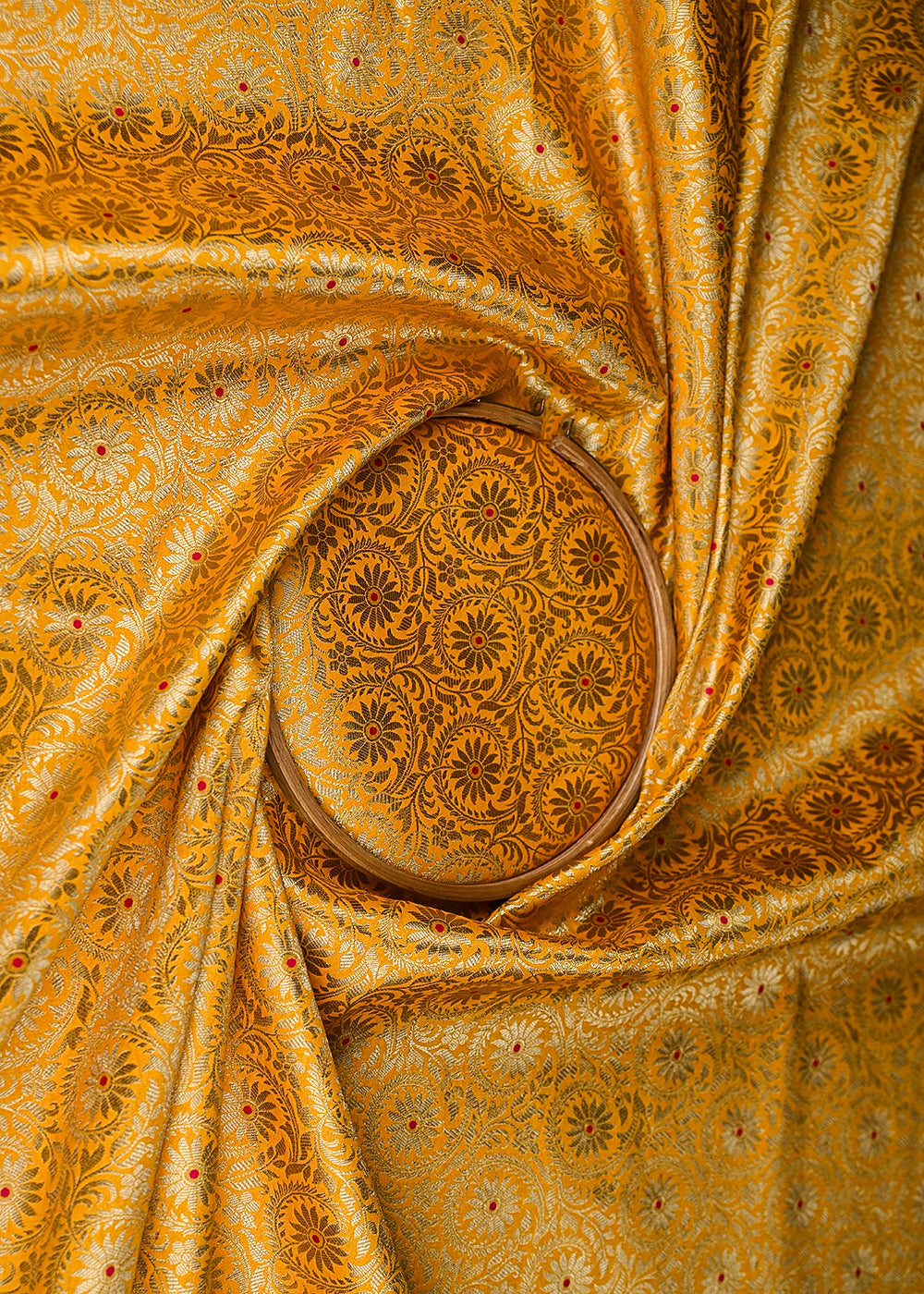 Mustard-Banarasi-Brocade-Fabric-With-All-Over-Thread-And-Zari-Handloom-20941-close-view