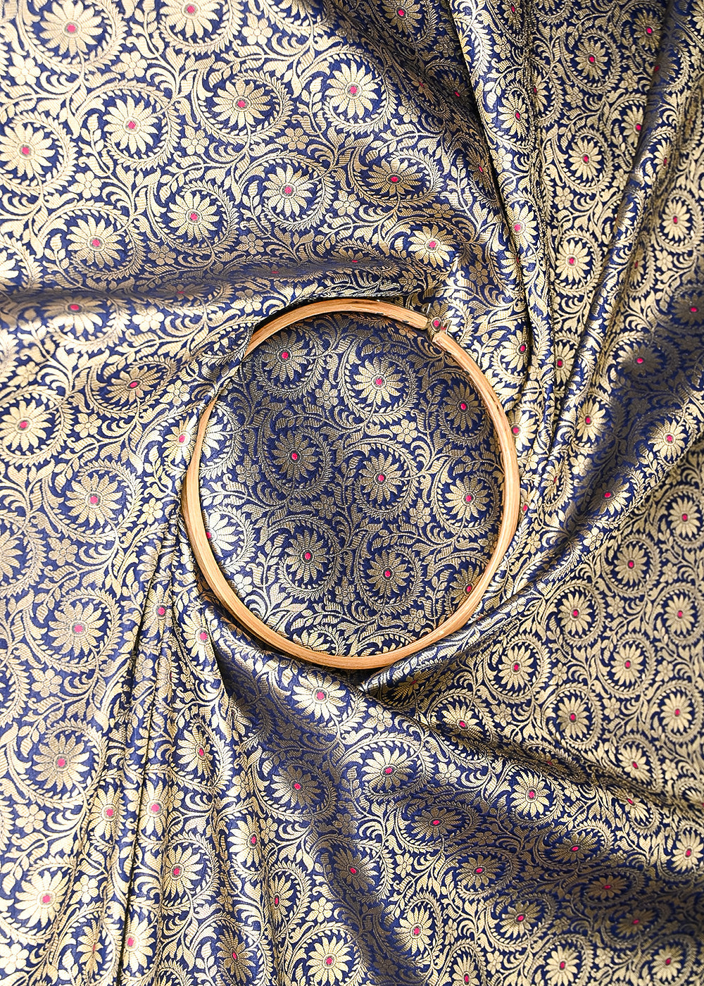 Navy-Blue-Banarasi-Brocade-Fabric-With-All-Over-Thread-And-Zari-Handloom-20944-close-view