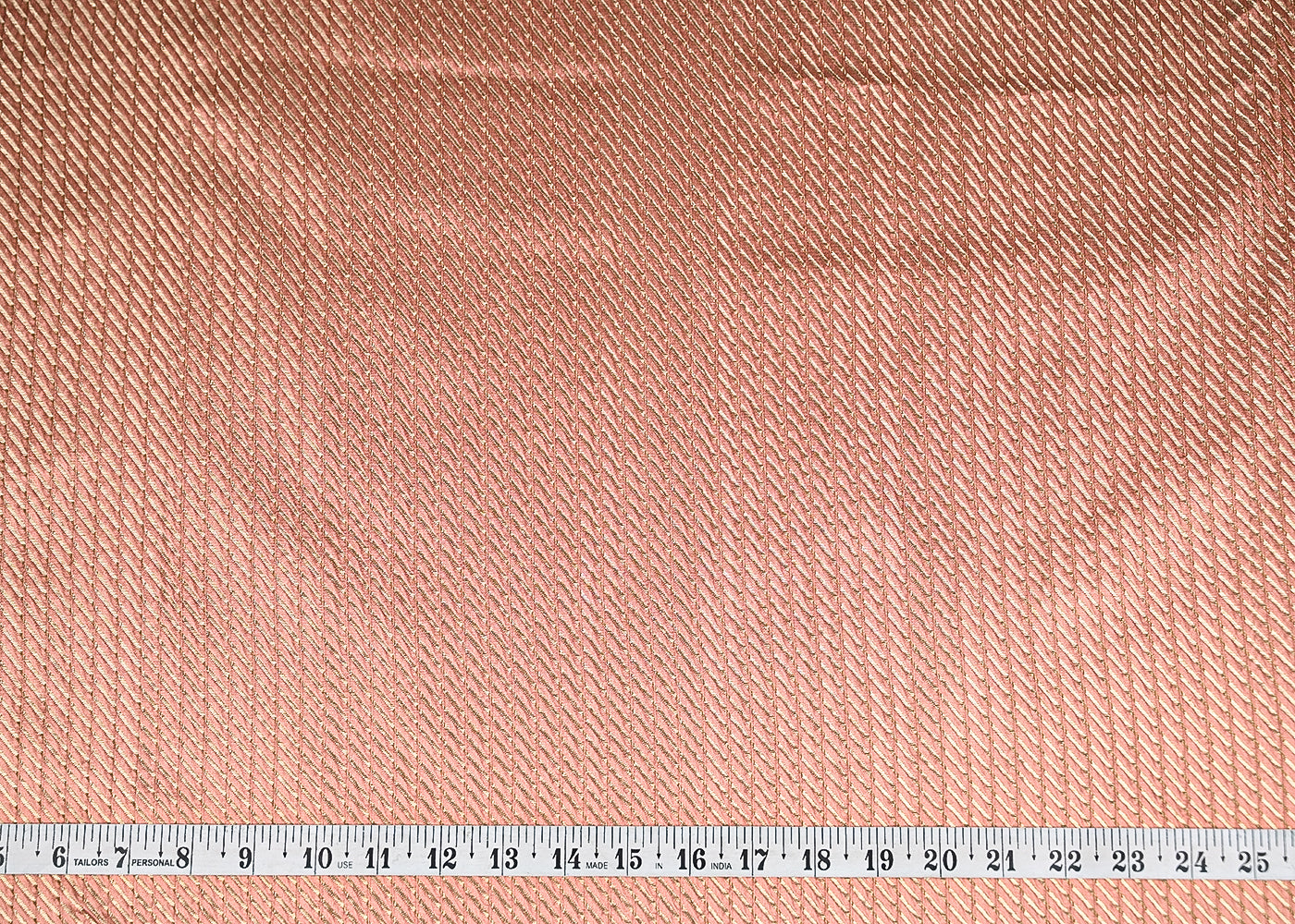 Peach Banarasi Silk Fabric With All Over Golden Zari Handloom 20954