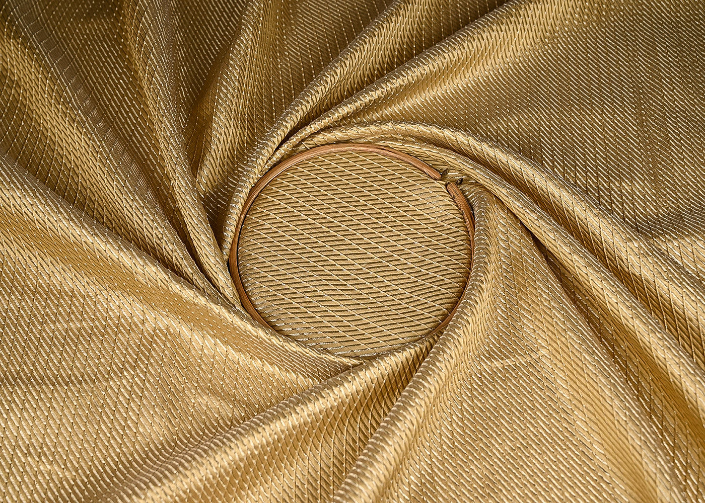 Golden Banarasi Silk Fabric With All Over Golden Zari Handloom 20962