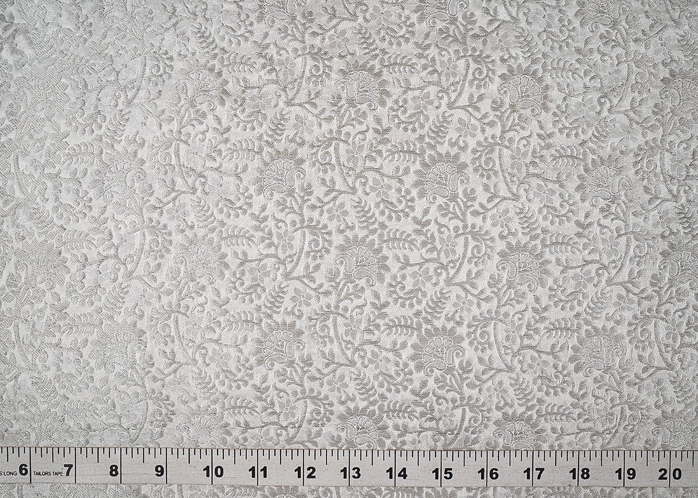 Silver Banarasi Brocade Fabric With All Over Silver Zari Handloom 21001