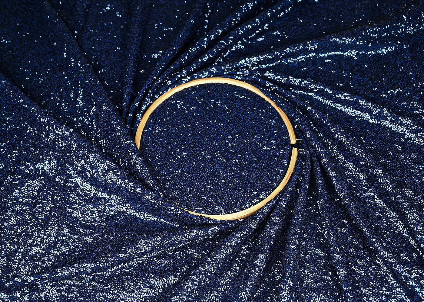 Navy Blue Georgette Fabric With All Over Sequins Work 21011