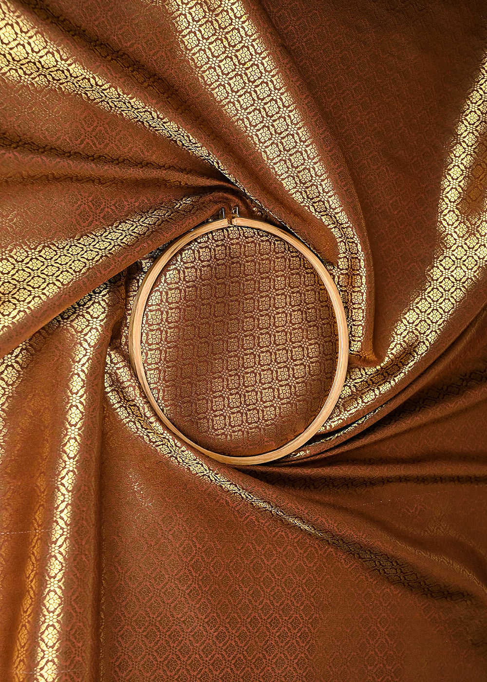 Coffee-Banarasi-Brocade-Fabric-With-All-Over-Golden-Zari-Handloom-21054-close-view