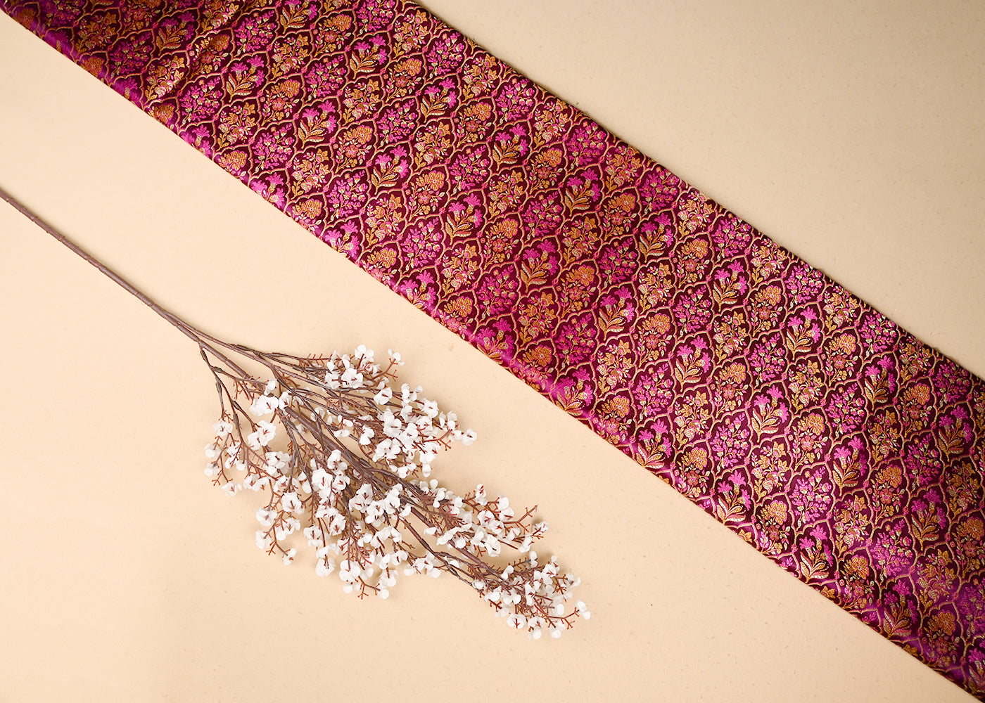 Dark-Magenta-Banarasi-Brocade-Fabric-With-All-Over-Thread-And-Golden-Zari-Handloom-21065