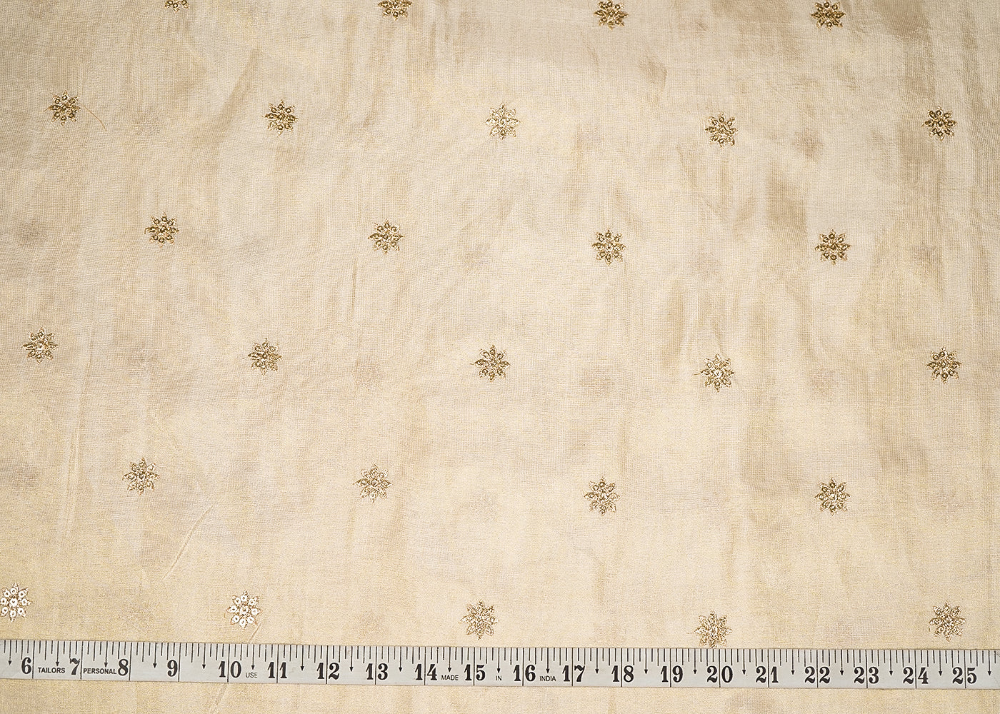 Nimrat Khaira Inspired Edition | Light Golden Dyeable Tissue Unstitched Fabric 21094