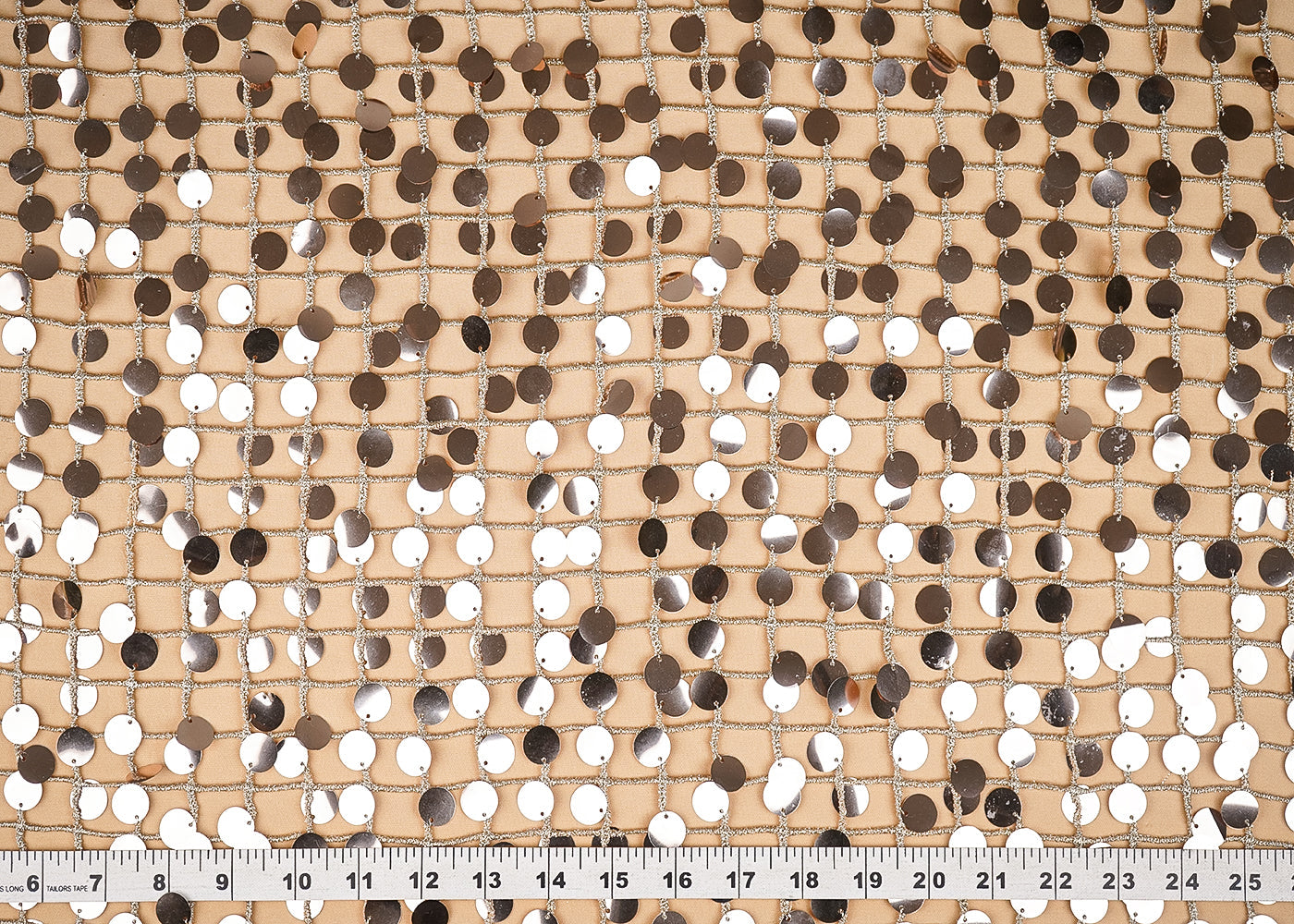 Rose Gold Imported Laser Cutwork Net Fabric With All Over Zari And Faux Mirror Work 21118