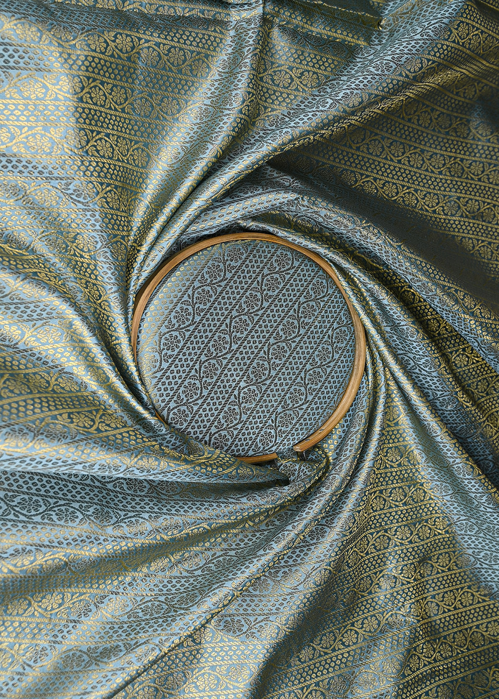 Light-Grey-Banarasi-Brocade-Fabric-With-Allover-Golden-Zari-Handloom-21153-close-view