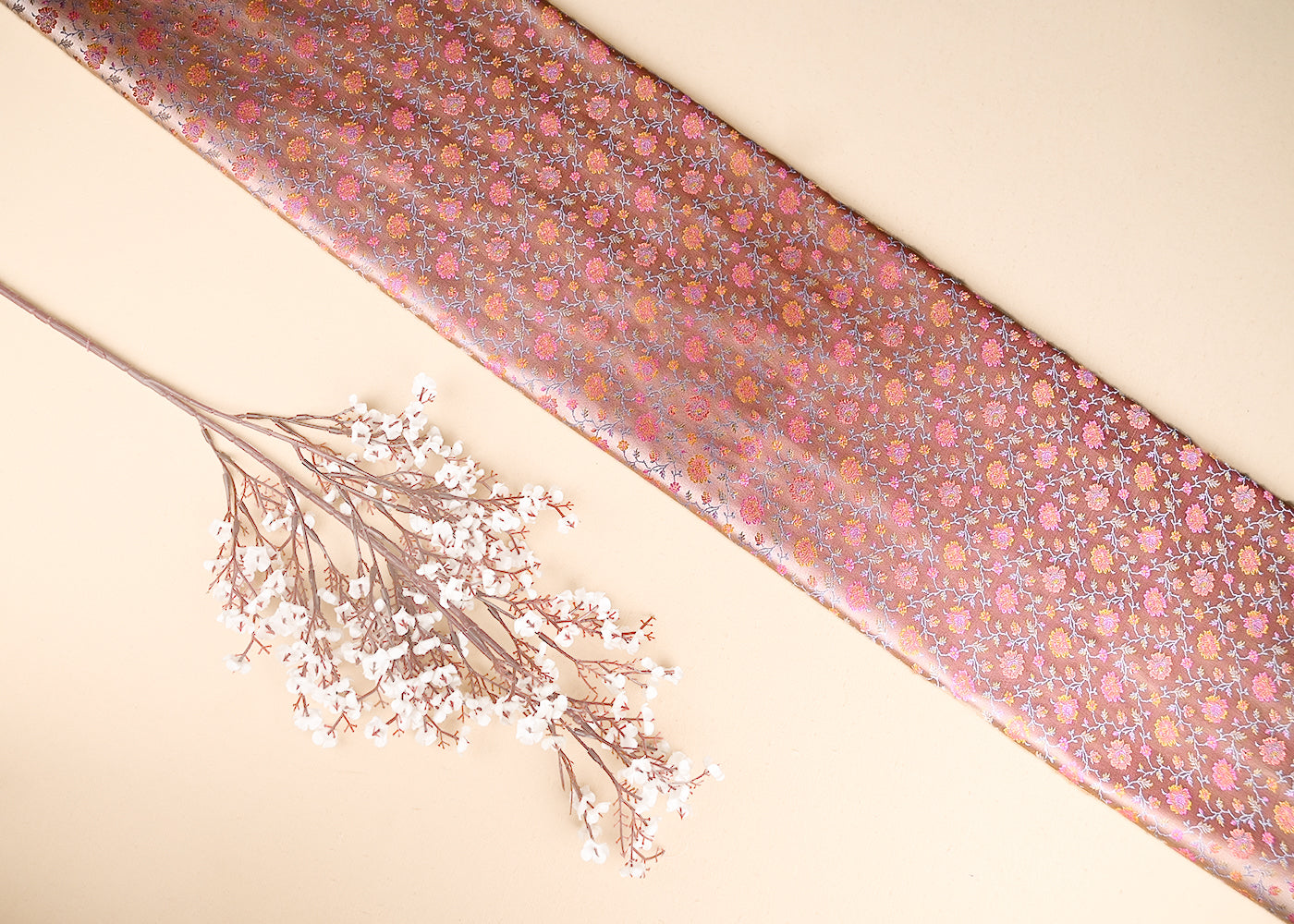 Chiku Banarasi Brocade Fabric With All Over Thread And Zari Handloom 21253