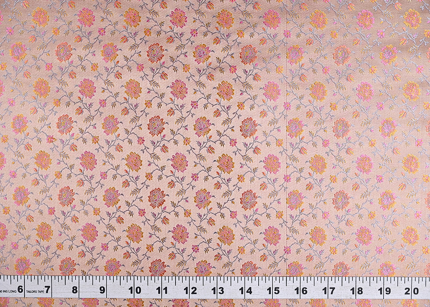 Chiku Banarasi Brocade Fabric With All Over Thread And Zari Handloom 21253