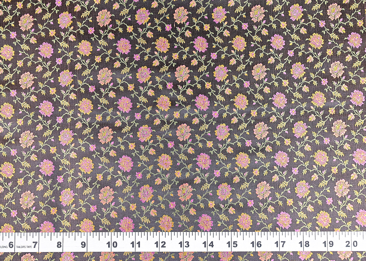 Black Banarasi Brocade Fabric With All Over Thread And Zari Handloom 21256