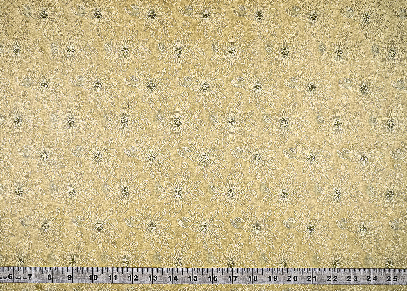 Pastel Yellow Banarasi Brocade Fabric With All Over Thread And Zari Handloom 21272