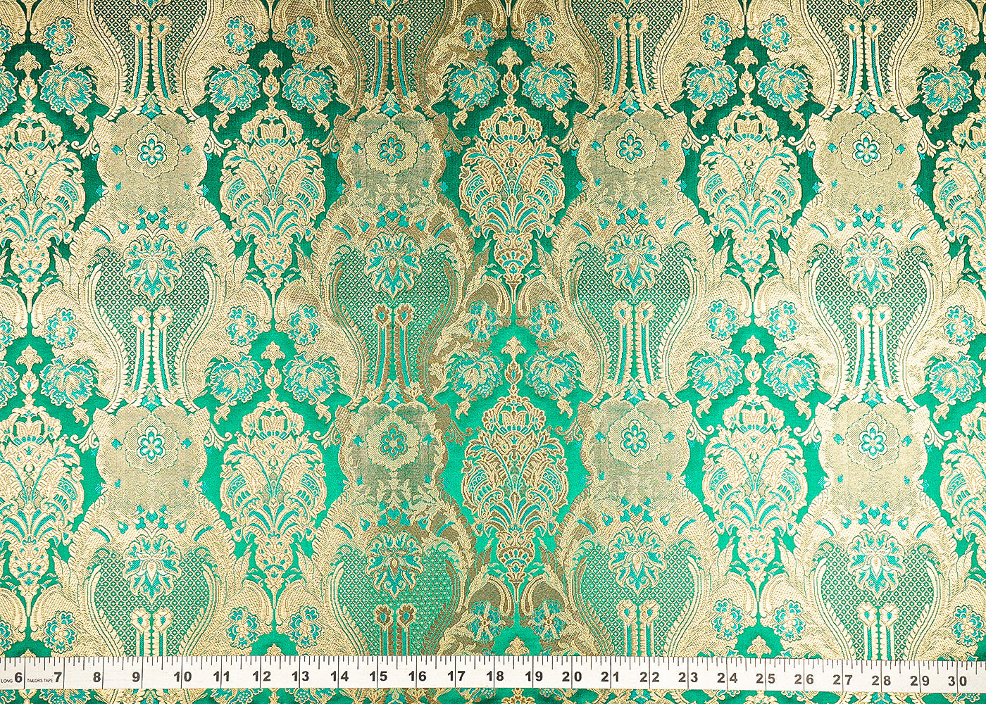 Rama-Green-Banarasi-Brocade-Fabric-With-All-Over-Thread-And-Zari-Handloom-21283-measurement-view