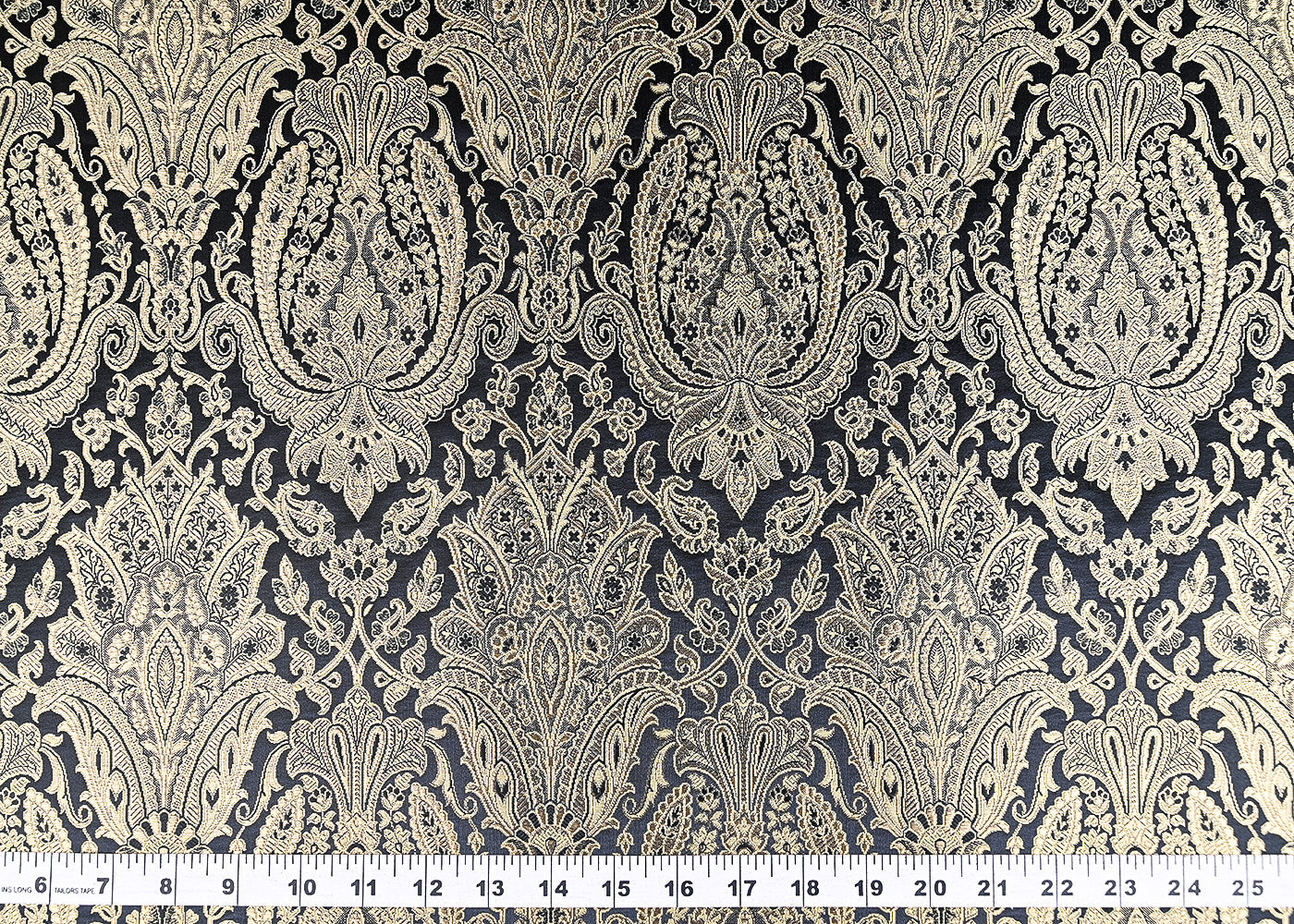 Black Banarasi Brocade Fabric With All Over Golden Zari Handloom 21285