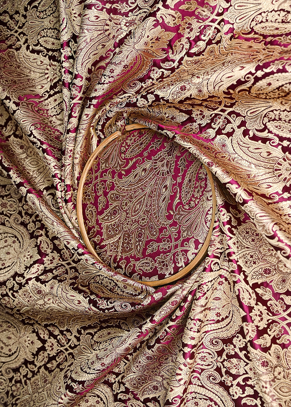 Wine-Banarasi-Brocade-Fabric-With-All-Over-Golden-Zari-Handloom-21287-close-view