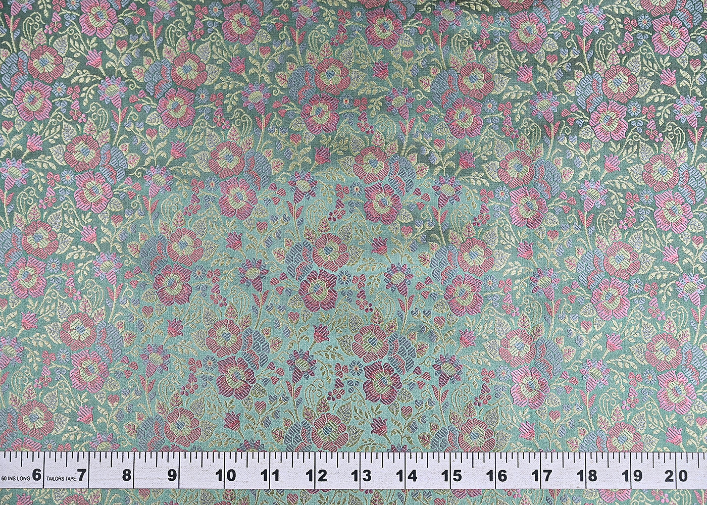 Green Banarasi Brocade Fabric With All Over Thread And Zari Handloom 21305