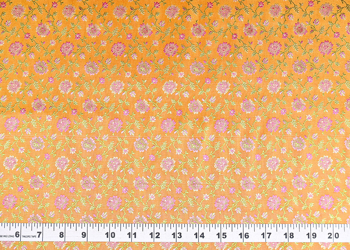 Mustard Banarasi Brocade Fabric With All Over Thread And Zari Handloom 21306